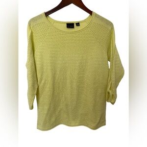 TRIBAL Women’s Medium Yellow Open Knit 3/4 Sleeve Lightweight Top